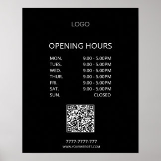 Simple Personalized Business Opening Hours Logo Poster