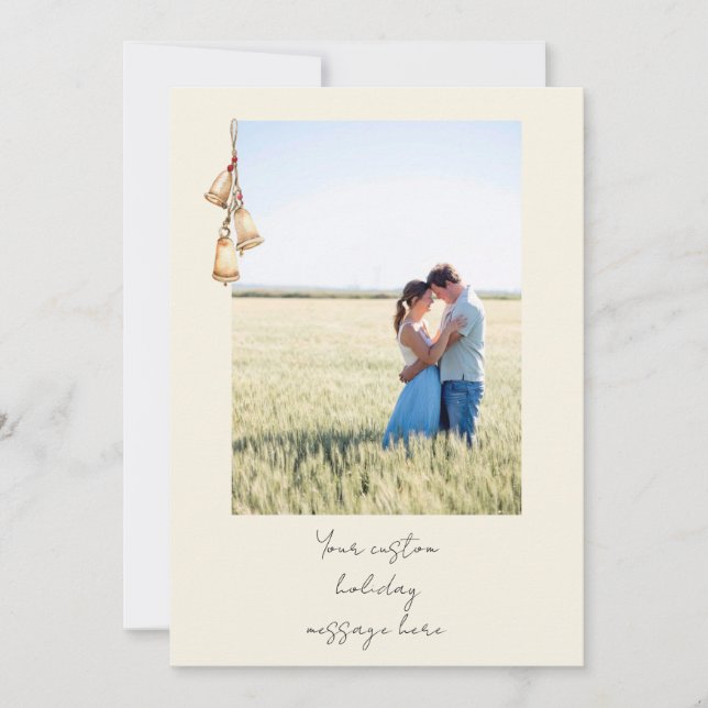 Simple Personalized Christmas Bell Card  (Front)