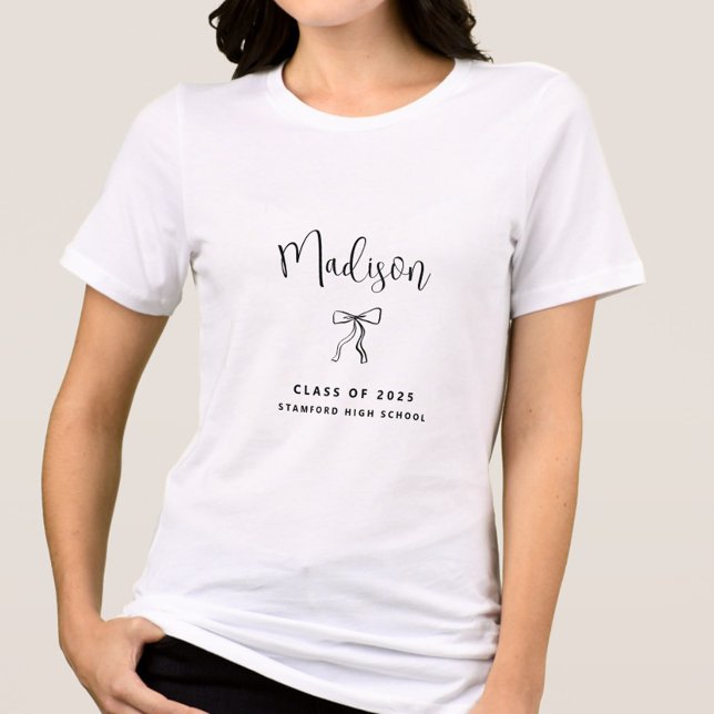 Simple Personalized Class of 2025 Graduation Tri-Blend Shirt (Class of 2025 Graduation TShirt with Name, Personalized, Coquette Bow, Simple Modern, High School)