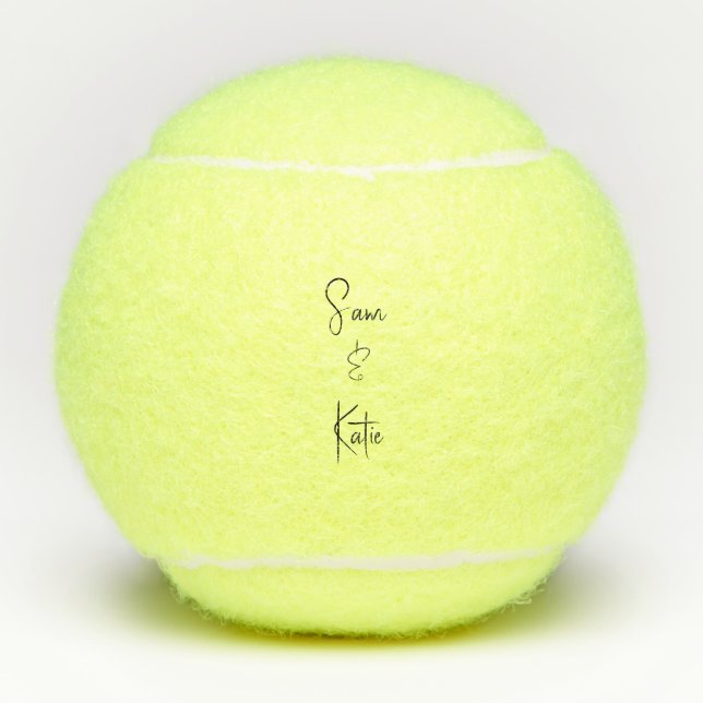 Simple Personalized Custom Script Couple Names Tennis Balls (Front)