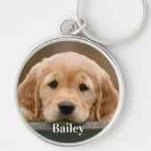 Simple Personalized Dog Lover Pet Photo Keychain (Front)