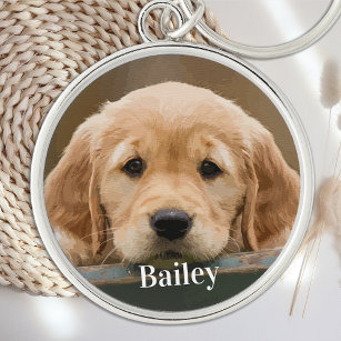 Simple Personalized Dog Lover Pet Photo Keychain