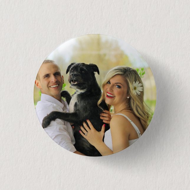 Simple Personalized Dog Pet Photo Keepsake 1 Inch Round Button (Front)