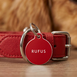 Simple Personalized Dogs Name Red White Pet Tag