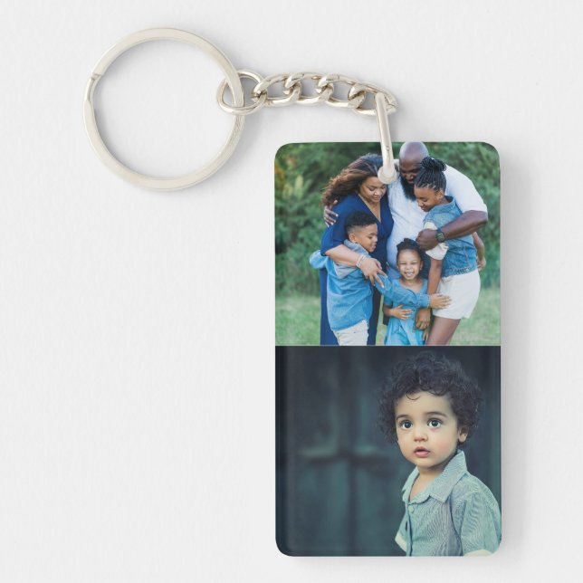 Simple Personalized Family Photo Collage Keychain (Front)