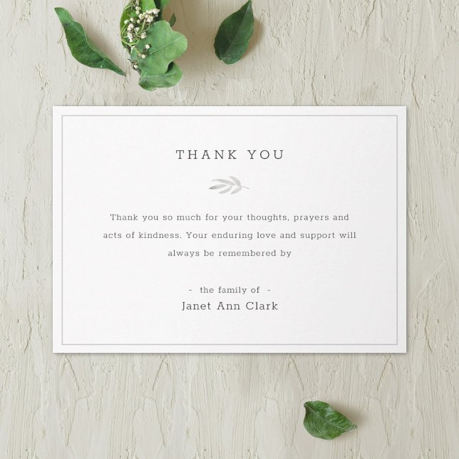 Simple Personalized Funeral Thank You Note Card (Creator Uploaded)