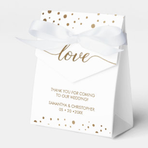 Simple Personalized Gold Love Script Wedding Favor Box