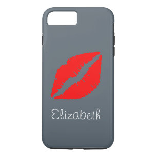 Simple Personalized Grey Red Lips Case-Mate iPhone Case