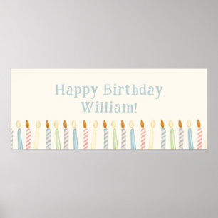 Simple Personalized Happy Birthday Candles Poster