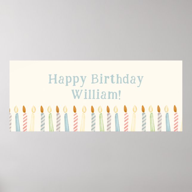 Simple Personalized Happy Birthday Candles Poster (Front)