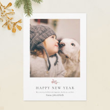 Simple Personalized Happy New Year Photo Card