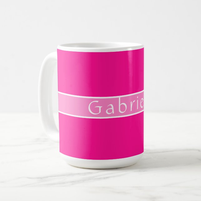 Simple Personalized Hot Pink Coffee Mug (Front Left)