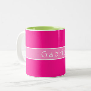 Simple Personalized Hot Pink Two-Tone Coffee Mug