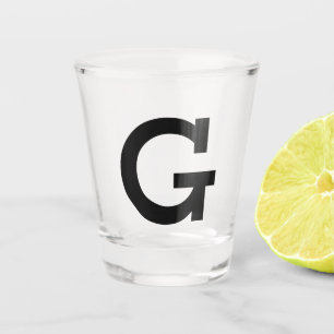 Simple Personalized Initial Letter Black Shot Glass
