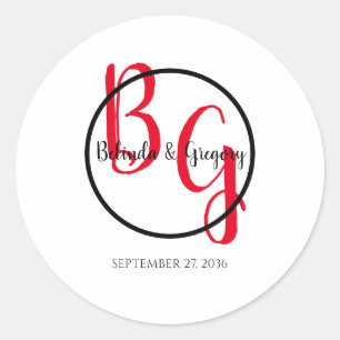 Simple Personalized Initials Wedding  Classic Round Sticker