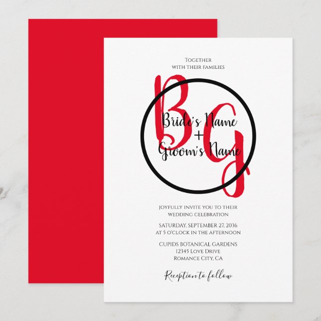 Simple Personalized Initials Wedding Invitations (Front/Back)