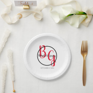 Simple Personalized Initials Wedding   Paper Plate