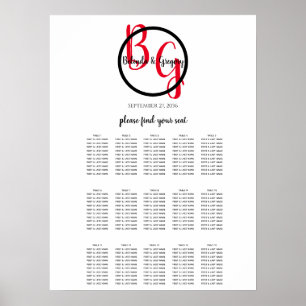 Simple Personalized Initials Wedding Seating Chart