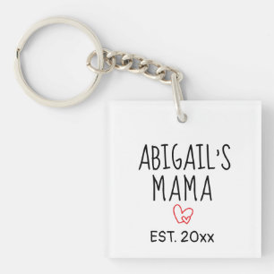 Simple Personalized Mama Gift with Child’s Name Keychain