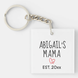 Simple Personalized Mama Gift with Child’s Name  Keychain