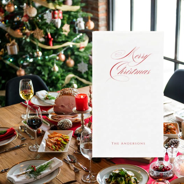 Simple Personalized Merry Christmas  Napkin (Creator Uploaded)