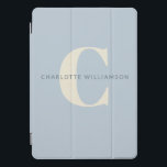 Simple Personalized Monogram and Name in Blue   iPad Pro Cover<br><div class="desc">Simple Personalized Monogram and Name in Dusty Blue iPad Case</div>