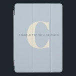 Simple Personalized Monogram and Name in Blue   iPad Pro Cover<br><div class="desc">Simple Personalized Monogram and Name in Dusty Blue iPad Case</div>