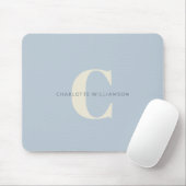 Simple Personalized Monogram and Name in Blue    Mouse Pad (With Mouse)