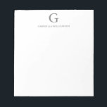 Simple Personalized Monogram and Name in Grey Notepad<br><div class="desc">Simple Personalized Monogram and Name in Grey Notepad</div>