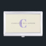 Simple Personalized Monogram and Name in Lavender  Business Card Holder<br><div class="desc">Simple Personalized Monogram and Name in Lavender Business Card Case</div>