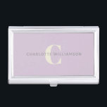 Simple Personalized Monogram and Name in Lilac Business Card Holder<br><div class="desc">Simple Personalized Monogram and Name in Lilac Business Card Case</div>