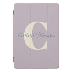 Simple Personalized Monogram and Name in Lilac  iPad Pro Cover