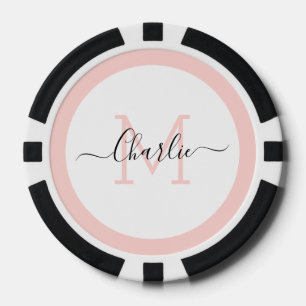 Simple personalized monogram and name poker chips
