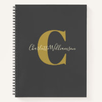 Simple Personalized Monogram in Black Dot Grid