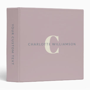 Simple Personalized Monogram Name Modern Mauve Binder