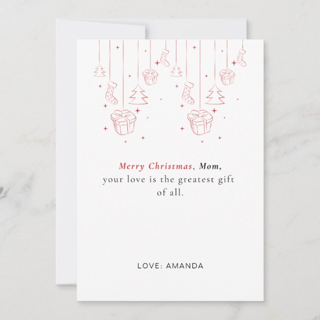 Simple Personalized Mother Christmas Card (Front)