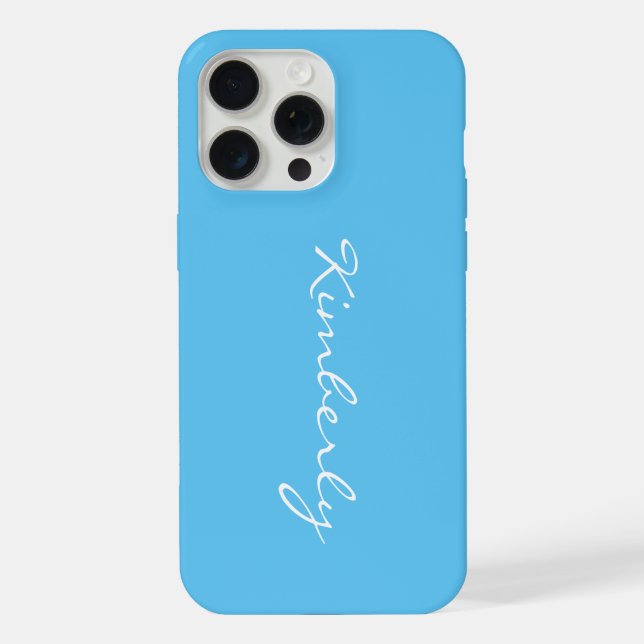Simple Personalized Name Blue iPhone Case (Back)