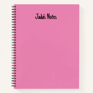 Simple Personalized Name Bright Pink Cover Writing Notebook