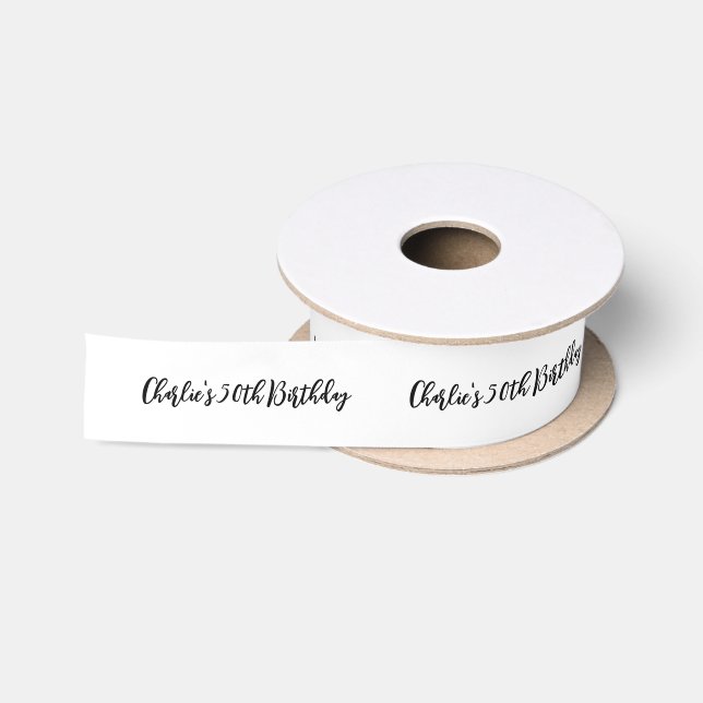 Simple Personalized Name Happy Birthday Party Satin Ribbon (Spool)