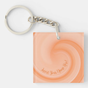 Simple Personalized Name Peach Twirl, Wave Art Keychain