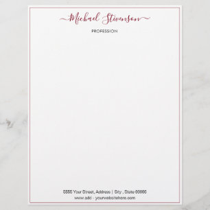 Simple Personalized Name Profession Address Framed Letterhead