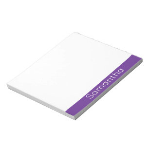 Simple Personalized Name Purple and White Notepad