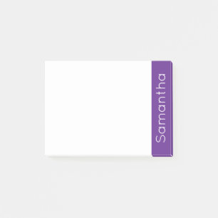 Simple Personalized Name Purple and White Post-it Notes
