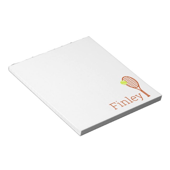 Simple Personalized Name Tennis Racket Notepad (Angled)