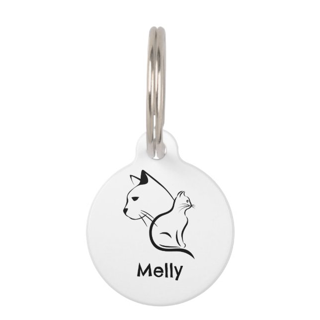 Simple Personalized Name White Cat Pet Tag (Front)