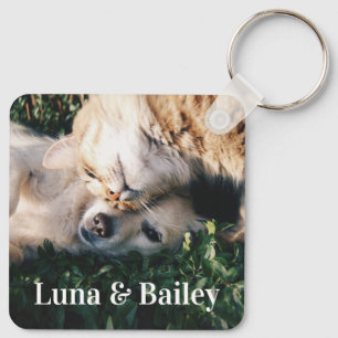Simple Personalized Pet 2 Photos  Keychain