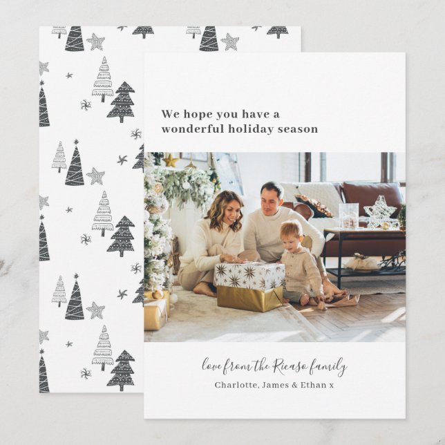 Simple Personalized Photo Christmas Tree Holiday Card (Front/Back)