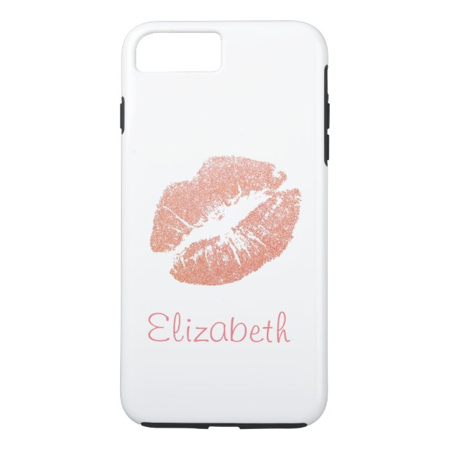 Simple Personalized Pink Glitter Lips Case-Mate iPhone Case (Back)
