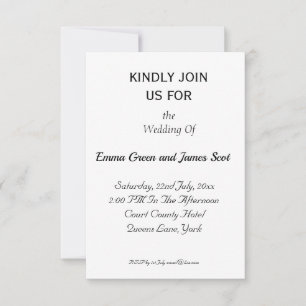 Simple Personalized Plain Wedding Invitation