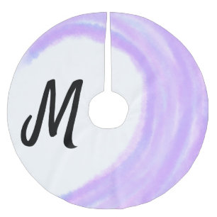 Simple personalized purple watercolor monogram add brushed polyester tree skirt